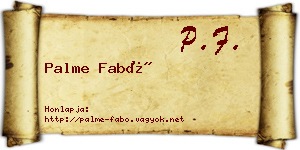 Palme Fabó névjegykártya